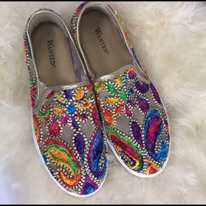 Embroidered slip on sneakers